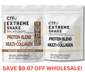 Chocolate and Vanilla EXTREME SHAKE w/Sensoril® Ashwagandha PROTEIN & MULTI-COLLAGEN - 2 Pack (30 servings, 2 scoops per serving)
